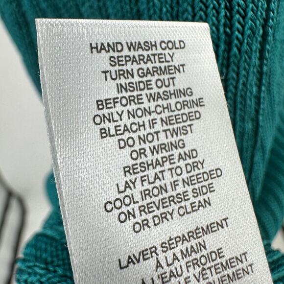 Elie Tahari Pullover Sweater WMNS S Dark Team Textured Ribbed Knit Short Sleeve - Picture 13 of 13